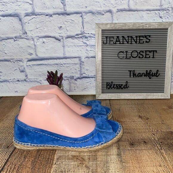 Paloma Blue Bow Suede Espadrilles Flats - Picture 2 of 12